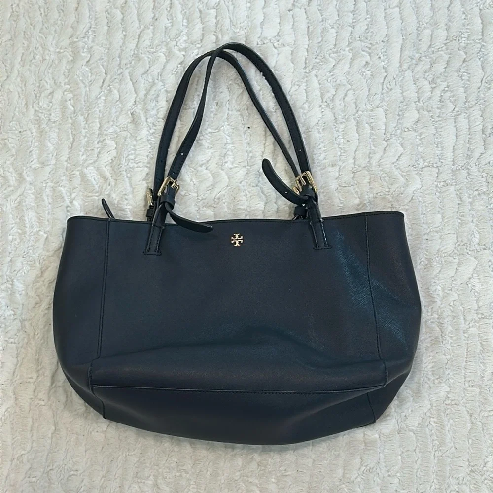 Tory Burch Dark Navy Leather York Buckle Tote Shoulder Bag